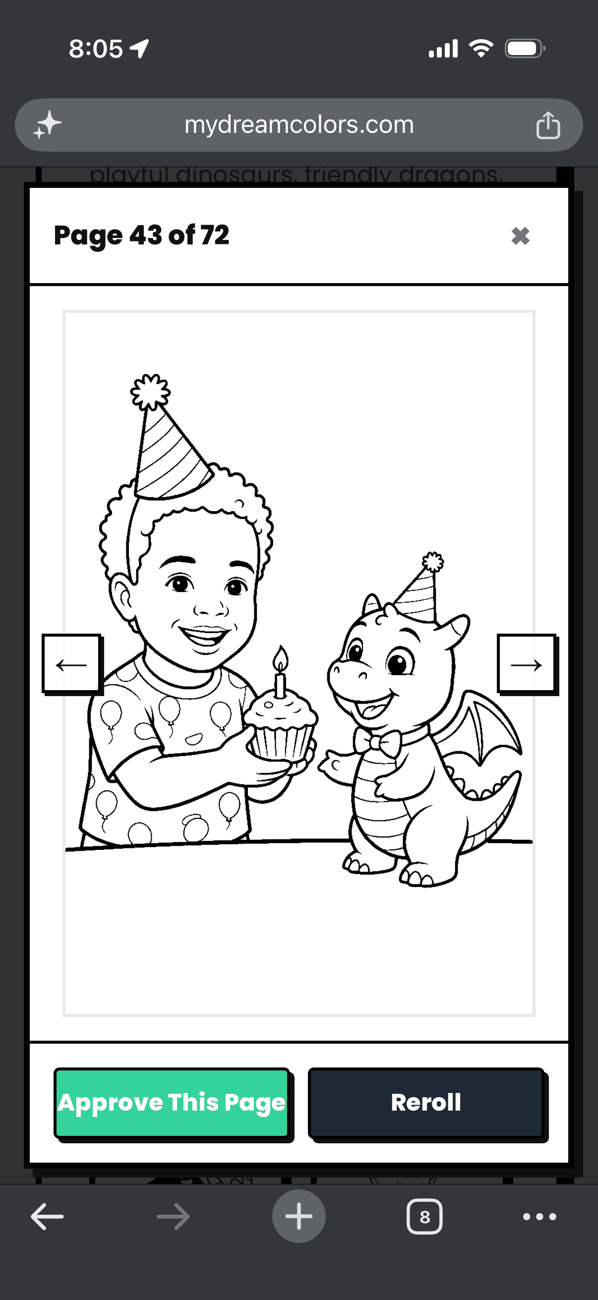 Fictional birthday adventure page