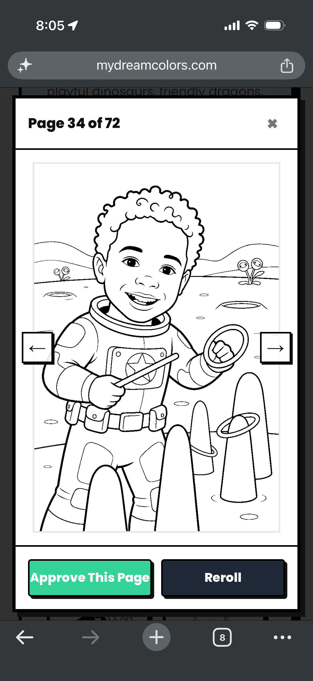 Fictional space adventure page